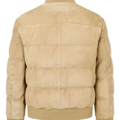 Classic Beige High-Neck Suede Jacket