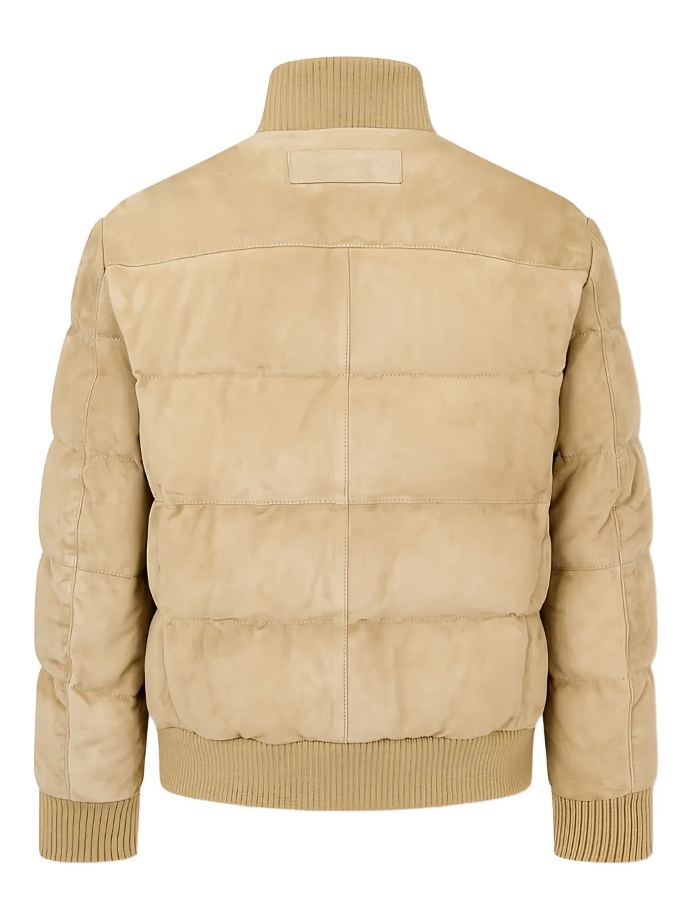 Classic Beige High-Neck Suede Jacket