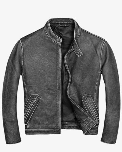 Classic Casual Leather Biker Jacket for Men