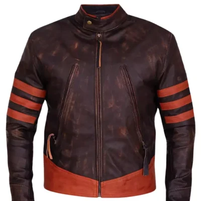 Classic Distressed Brown Cafe Racer Jacket for Men