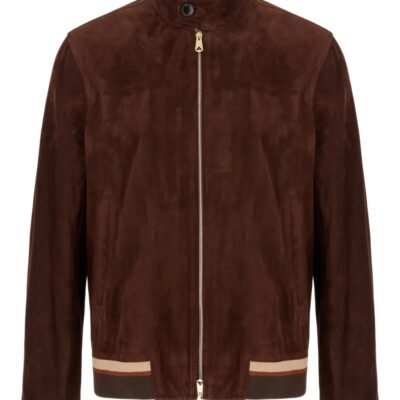 Dark Brown Suede Zip-Fastening Jacket front