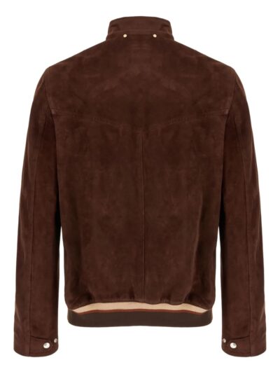 Dark Brown Suede Zip-Fastening Jacket front