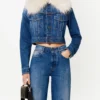 Denim Luxe Furry Collar Jacket