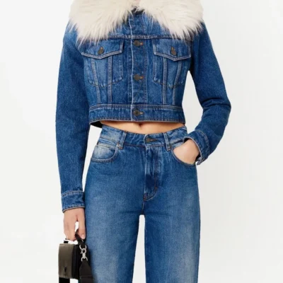 Denim Luxe Furry Collar Jacket