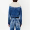 Denim Luxe Furry Collar Jacket