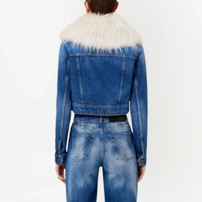 Denim Luxe Furry Collar Jacket