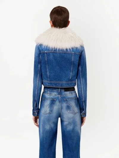 Denim Luxe Furry Collar Jacket
