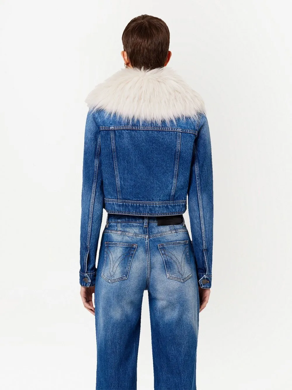 Denim Luxe Furry Collar Jacket