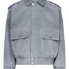 Grey Robert Suede Jacket with Flap Pockets & Button Fastening