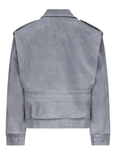 Grey Robert Suede Jacket with Flap Pockets & Button Fastening