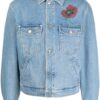 Handmade Blue Cotton Jacket with Floral Print
