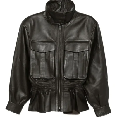 Hazel Chic Peplum Leather Jacket