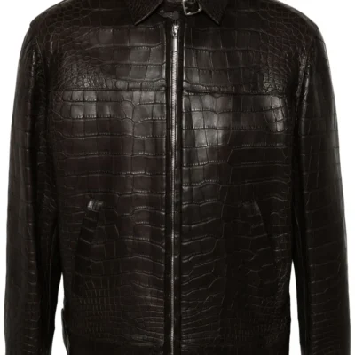Heritage Brown Embossed Leather Jacket