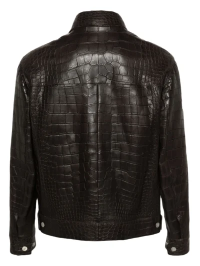 Heritage Brown Embossed Leather Jacket