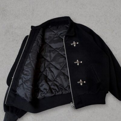 Heritage Military Men’s Wool Bomber Jacket with Fireman Clasp