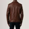 Kole Waxed Leather Double Rider Jacket in Brown