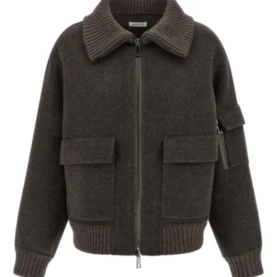 Leak Soft Wool Zip-Up Bomber Jacket