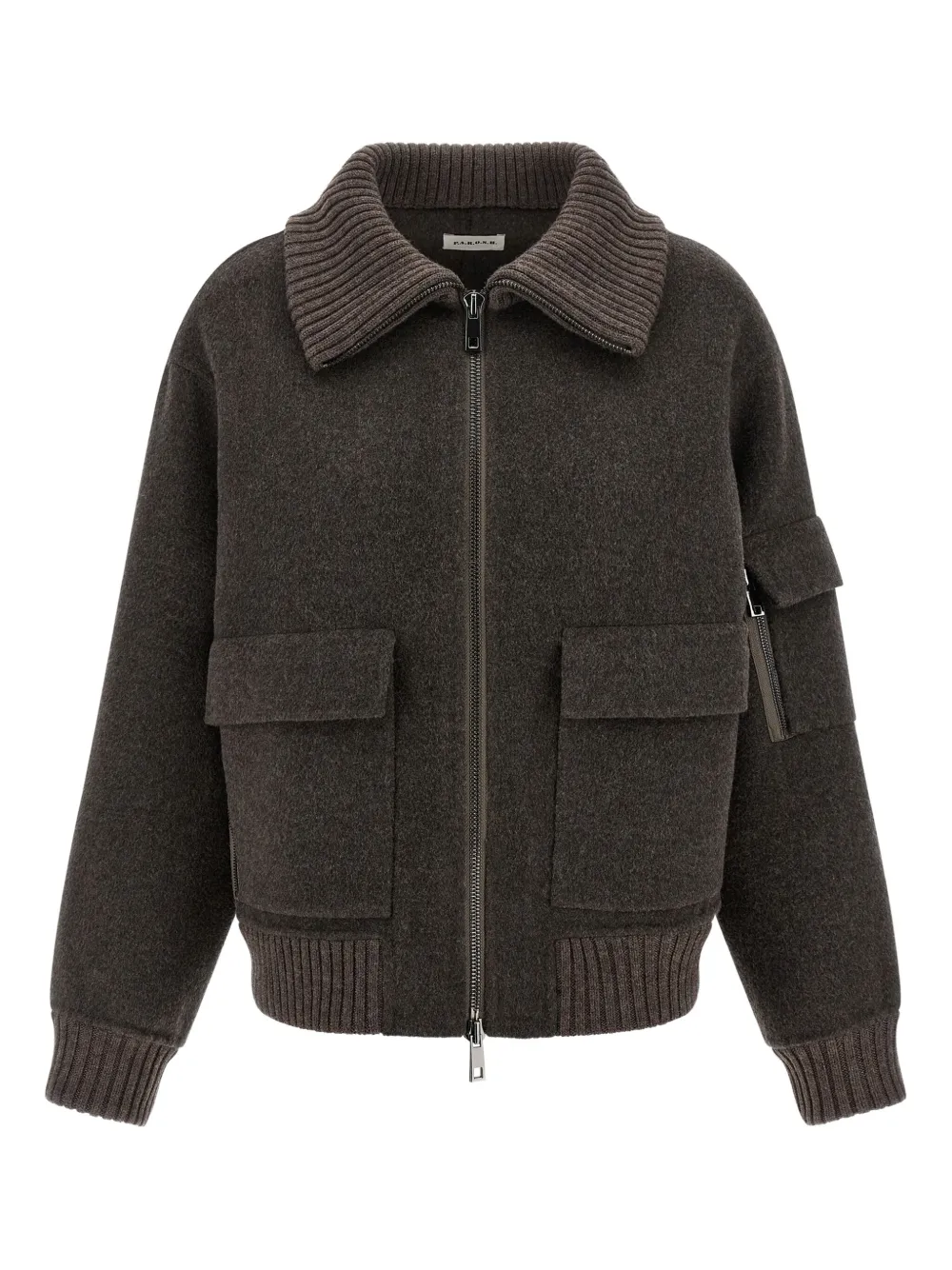 Leak Soft Wool Zip-Up Bomber Jacket