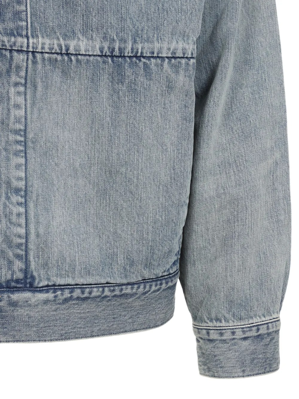 Light Blue Denim Trucker Jacket with Concealed Button