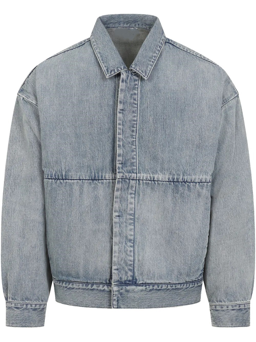 Light Blue Denim Trucker Jacket with Concealed Button