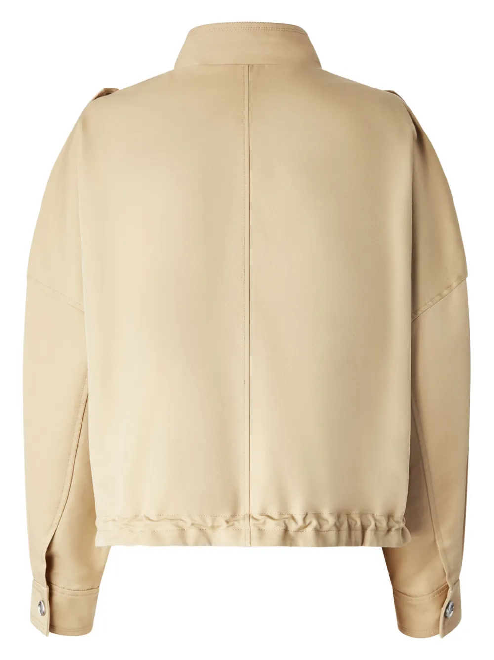 Lightweight Mock-Neck Beige Bomber Jacket