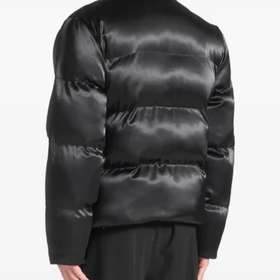 Luxe Satin Velvet-Panelled Quilted Puffer Jacket