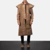 Maverick Brown Leather Duster Jacket