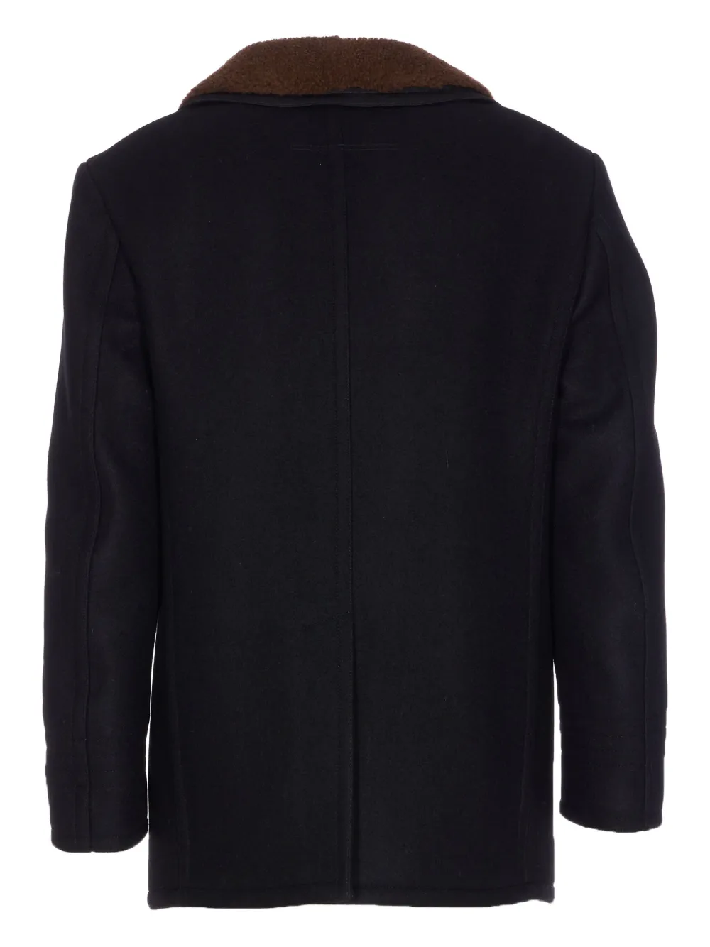 Men Double Breasted Shearling Peacoat