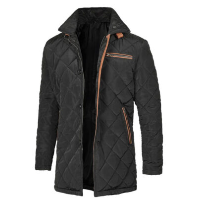 Men’s Black Padded Polyester Winter Jacket