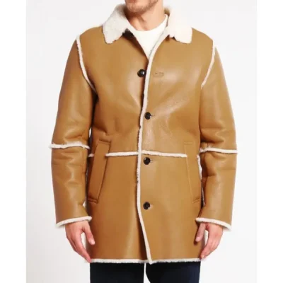 Men’s Classic Tan Brown Shearling Jacket