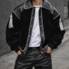 Men’s Designer Black Bomber Jacket with Tassel Accents