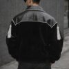 Men’s Designer Black Bomber Jacket with Tassel Accents