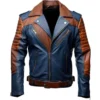 Men’s Dual-Shade Brown and Blue Leather Jacket
