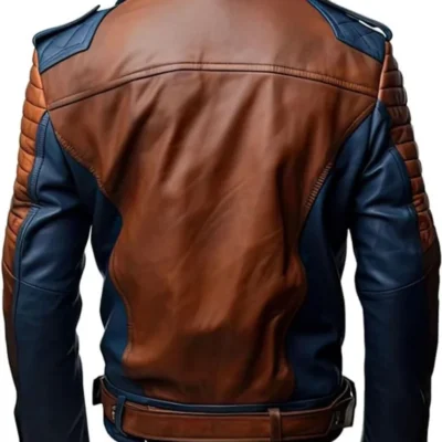 Men’s Dual-Shade Brown and Blue Leather Jacket