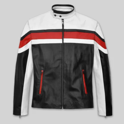 Men’s Striped Rocker Leather Jacket