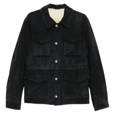 Midnight Edge Flap-Pockets Suede Jacket