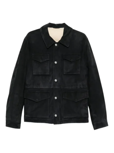 Midnight Edge Flap-Pockets Suede Jacket