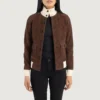 Mocha Sasha A1 Suede Bomber Jacket
