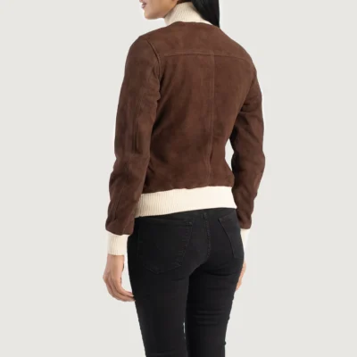 Mocha Sasha A1 Suede Bomber Jacket