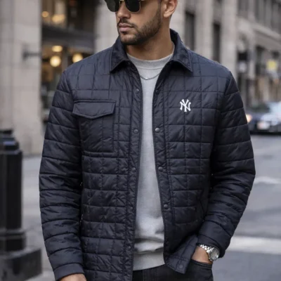 NY Yankees Navy Blue Full Snap Shirt Jacket