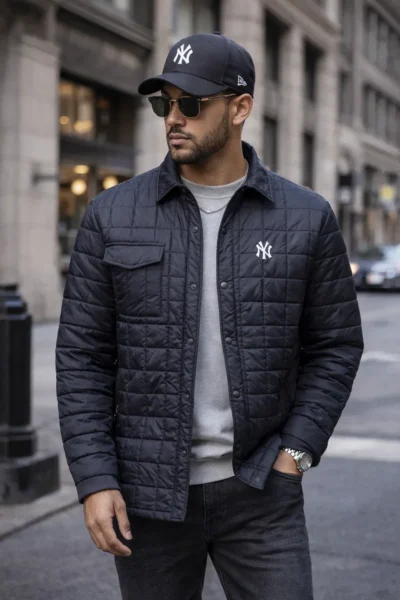 NY Yankees Navy Blue Full Snap Shirt Jacket