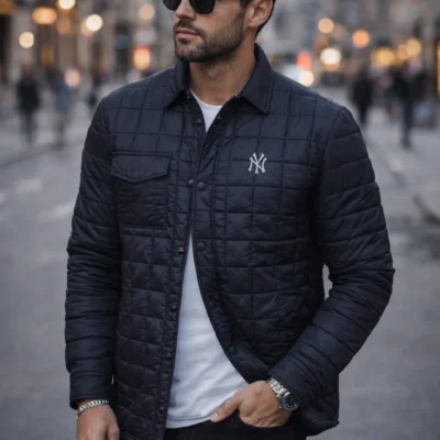 NY Yankees Navy Blue Full Snap Shirt Jacket front