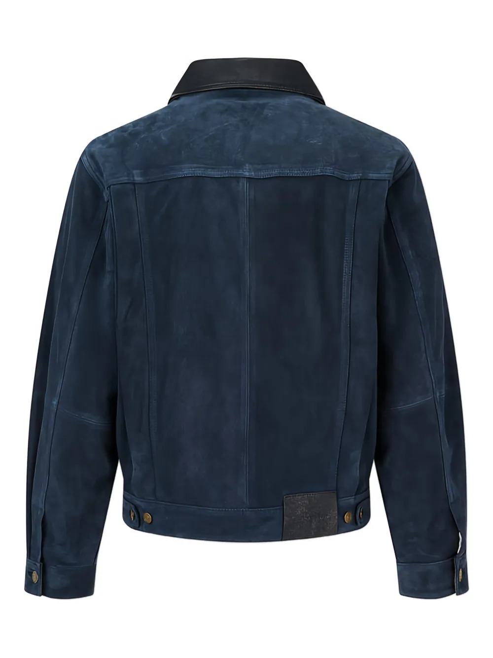 Navy Blue Suede Trucker Jacket