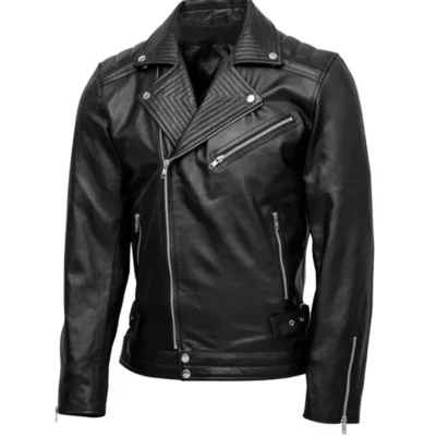 Nova Men’s Quilted Biker Leather Jacket