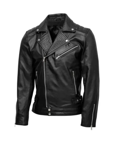 Nova Men’s Quilted Biker Leather Jacket
