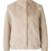 Nova Sand Faux-Fur Ribbed-Cuff Jacket
