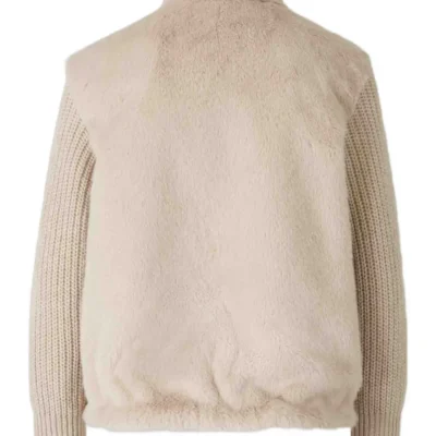Nova Sand Faux-Fur Ribbed-Cuff Jacket