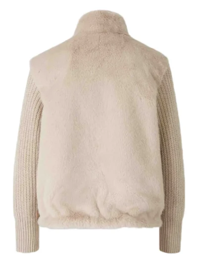 Nova Sand Faux-Fur Ribbed-Cuff Jacket