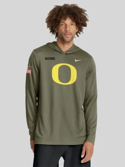 Oregon Ducks 2025 Salute Military Long Sleeve Hoodie