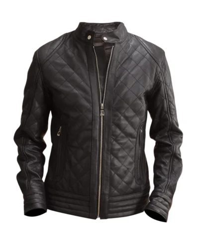 Premium Black Quilted Leather Jacket for Men